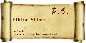 Pikler Vilmos névjegykártya